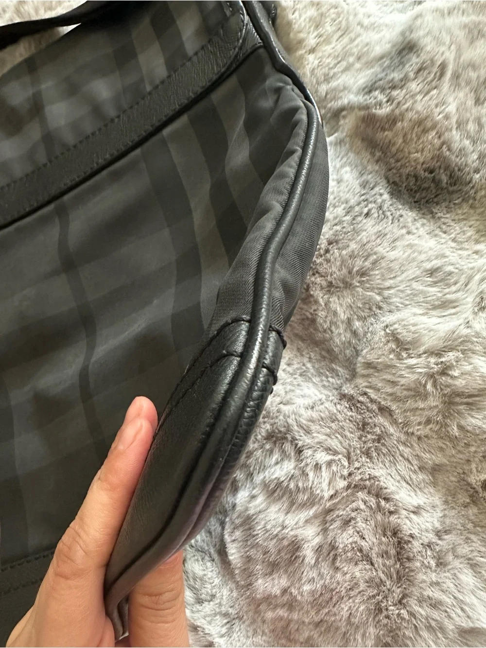 Burberry Black and Gray Check Cross Body Bag for Men